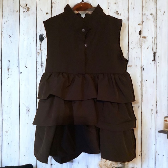 GIRL RUFFLE BLACK DRESS 4 - Picture 4 of 6